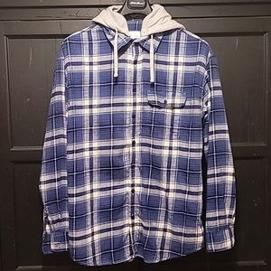 American Eagle Supersoft Flannel with Removable Hood Blue White and Black XLT